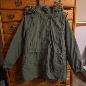 Woman Within Quilted Green Jacket